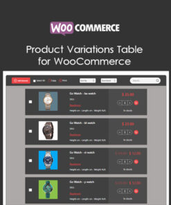 Product Variations Table for WooCommerce
